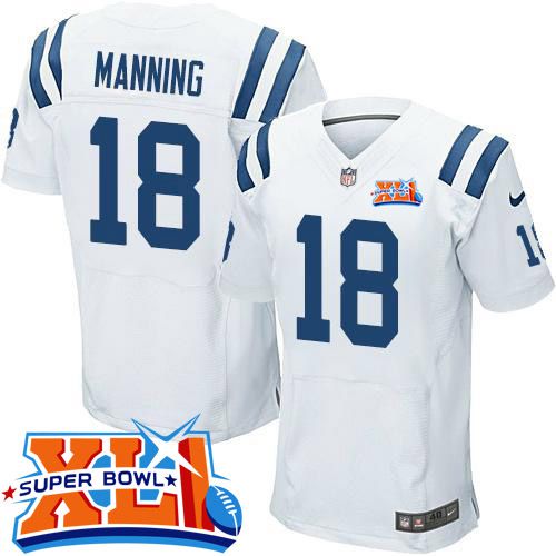 Nike Colts #18 Peyton Manning White Super Bowl XLI Men's Stitched NFL Elite Jersey